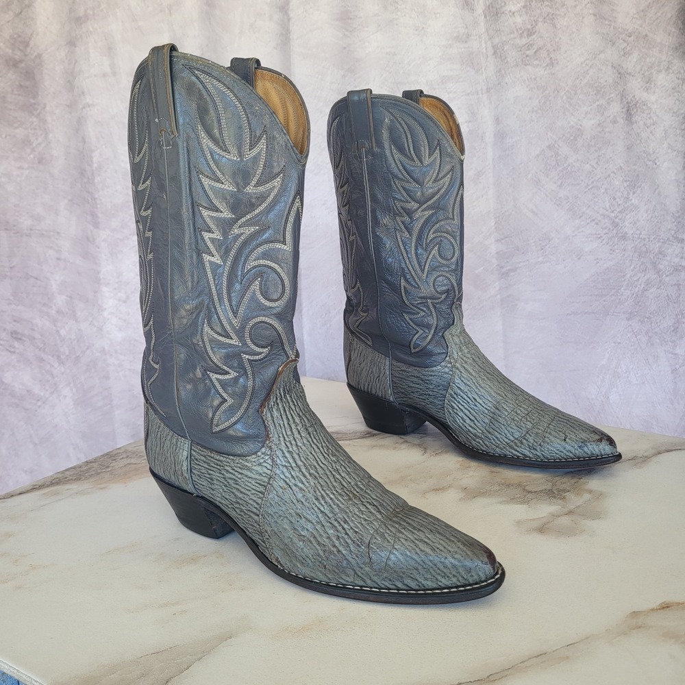 ACME Rooyals Shark Skin Embossed Leather Western Cowboy Boots Size 10 D